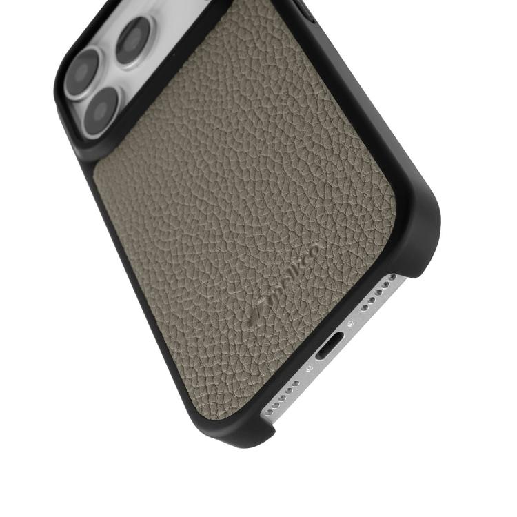 For iPhone 17 Pro melkco Litchi Texture Magnetic Full Coverage Genuine Leather Hybrid PC Phone Case