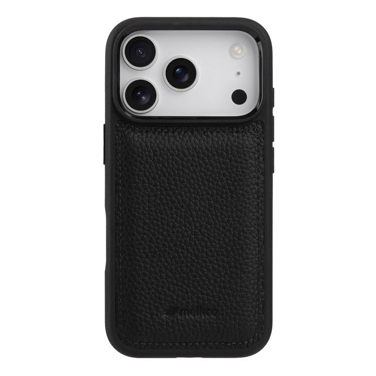 For iPhone 17 Pro Max melkco Litchi Texture Full Coverage Genuine Leather Hybrid PC Phone Case