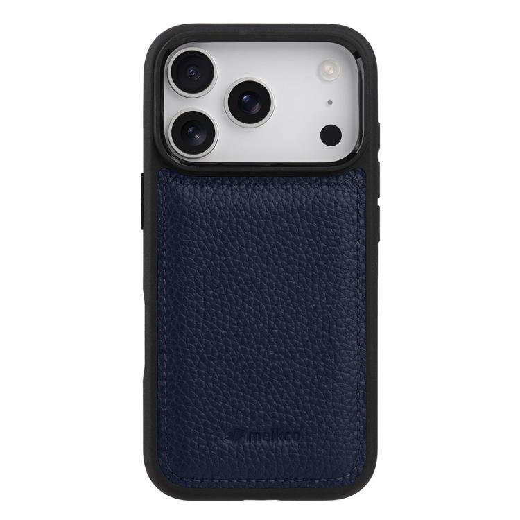 For iPhone 17 Pro Max melkco Litchi Texture Full Coverage Genuine Leather Hybrid PC Phone Case