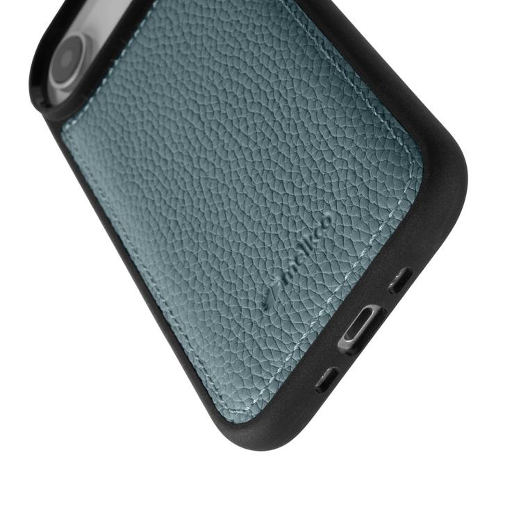 For iPhone 17 Pro Max melkco Litchi Texture Full Coverage Genuine Leather Hybrid PC Phone Case