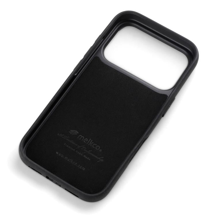 For iPhone 17 Pro Max melkco Litchi Texture Full Coverage Genuine Leather Hybrid PC Phone Case