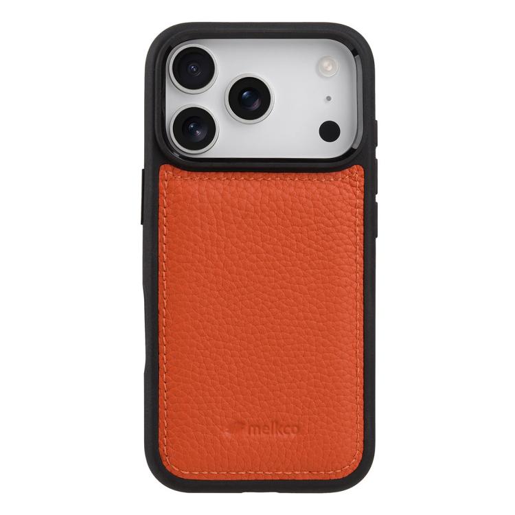 For iPhone 17 Pro Max melkco Litchi Texture Full Coverage Genuine Leather Hybrid PC Phone Case