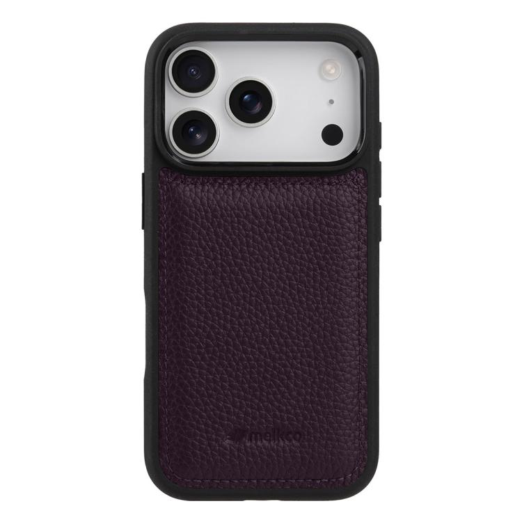 For iPhone 17 Pro Max melkco Litchi Texture Full Coverage Genuine Leather Hybrid PC Phone Case