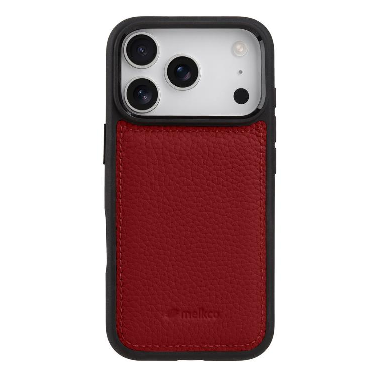 For iPhone 17 Pro Max melkco Litchi Texture Full Coverage Genuine Leather Hybrid PC Phone Case