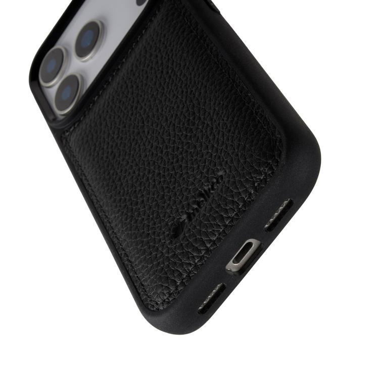For iPhone 17 Pro melkco Litchi Texture Full Coverage Genuine Leather Hybrid PC Phone Case