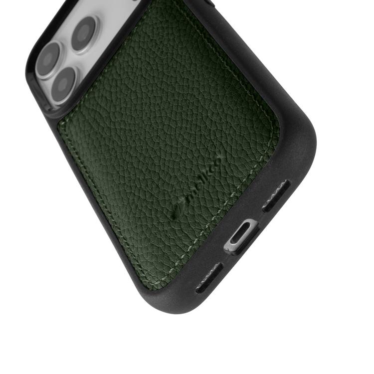 For iPhone 17 Pro melkco Litchi Texture Full Coverage Genuine Leather Hybrid PC Phone Case