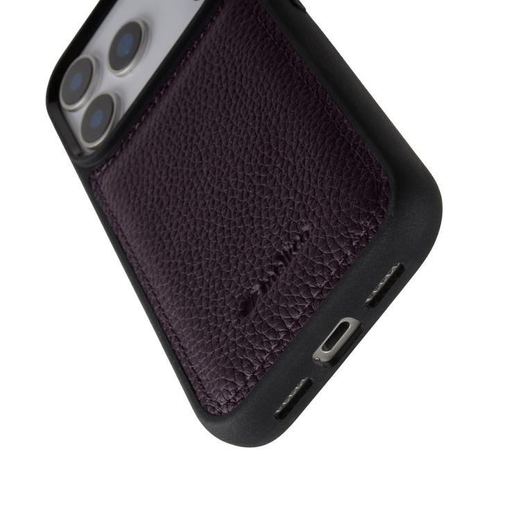 For iPhone 17 Pro melkco Litchi Texture Full Coverage Genuine Leather Hybrid PC Phone Case