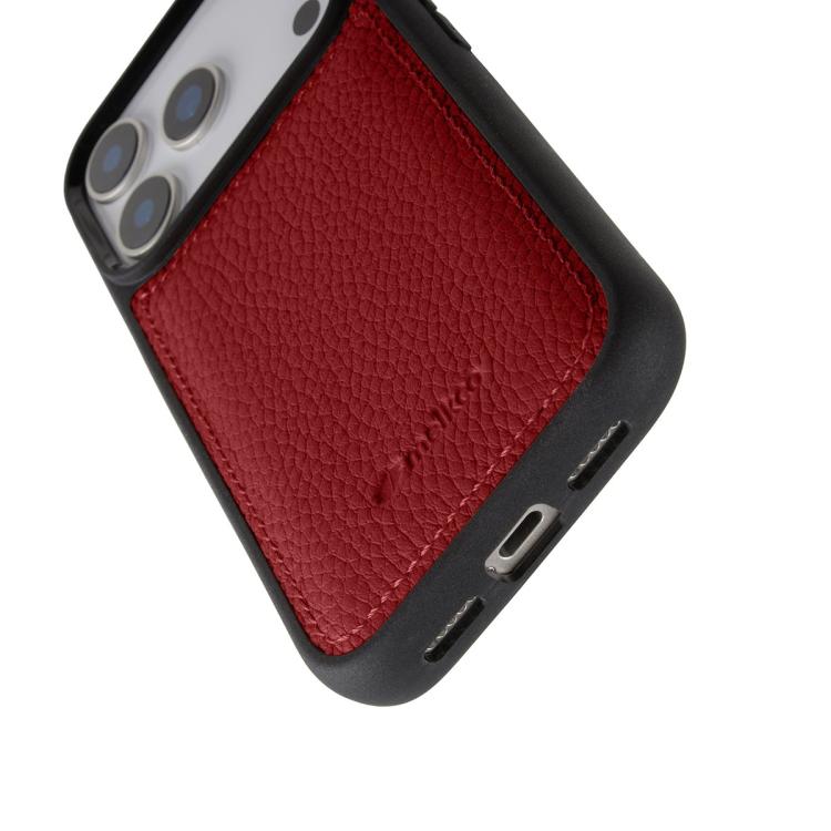 For iPhone 17 Pro melkco Litchi Texture Full Coverage Genuine Leather Hybrid PC Phone Case