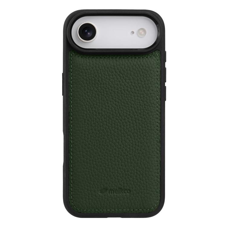 For iPhone Air melkco Litchi Texture Full Coverage Genuine Leather Hybrid PC Phone Case