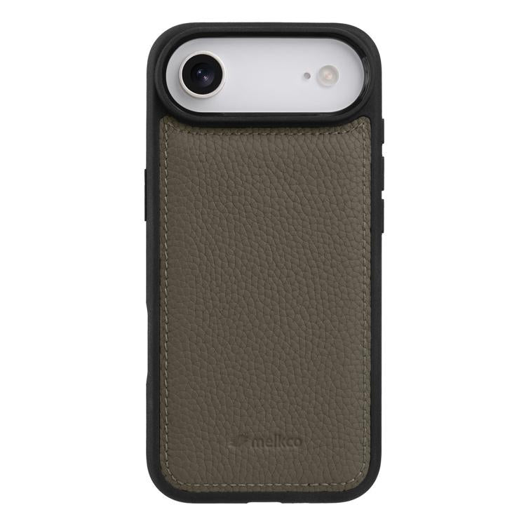 For iPhone Air melkco Litchi Texture Full Coverage Genuine Leather Hybrid PC Phone Case
