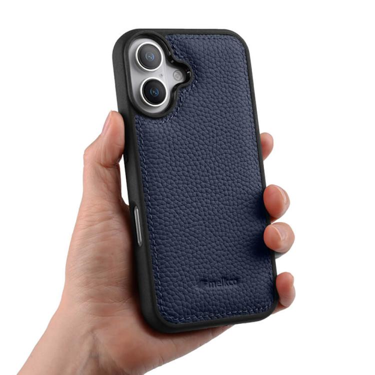 For iPhone 17 melkco Litchi Texture Full Coverage Genuine Leather Hybrid PC Phone Case