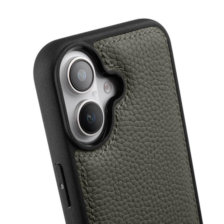For iPhone 17 melkco Litchi Texture Full Coverage Genuine Leather Hybrid PC Phone Case