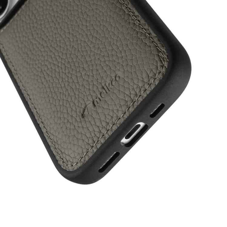 For iPhone 17 melkco Litchi Texture Full Coverage Genuine Leather Hybrid PC Phone Case