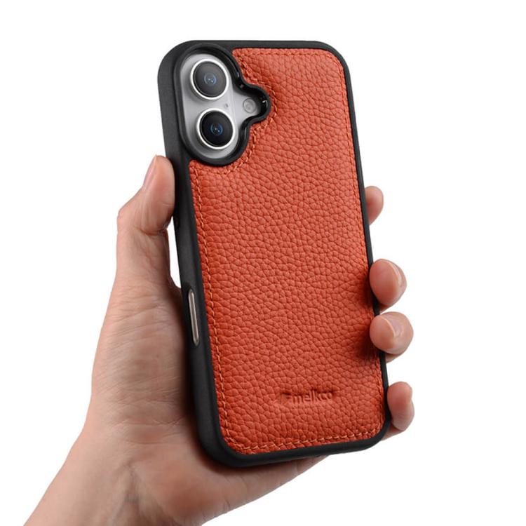For iPhone 17 melkco Litchi Texture Full Coverage Genuine Leather Hybrid PC Phone Case