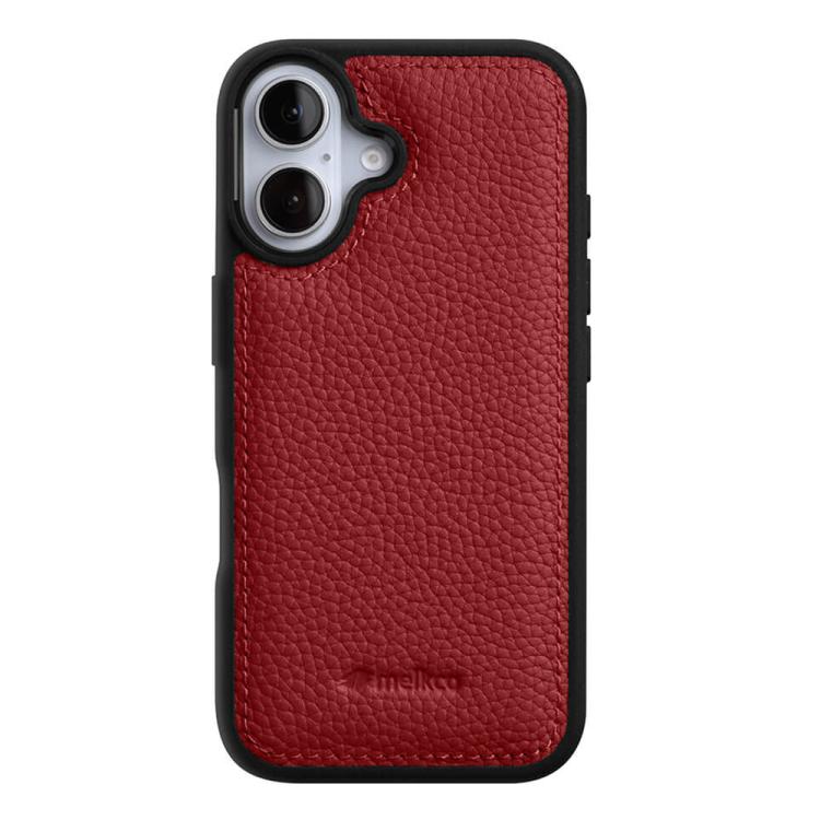 For iPhone 17 melkco Litchi Texture Full Coverage Genuine Leather Hybrid PC Phone Case