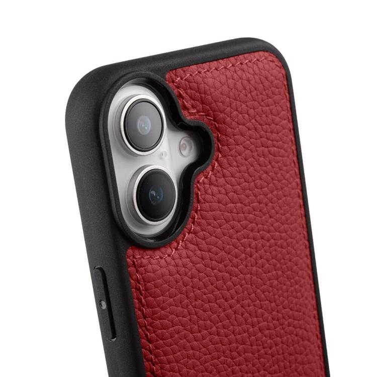 For iPhone 17 melkco Litchi Texture Full Coverage Genuine Leather Hybrid PC Phone Case