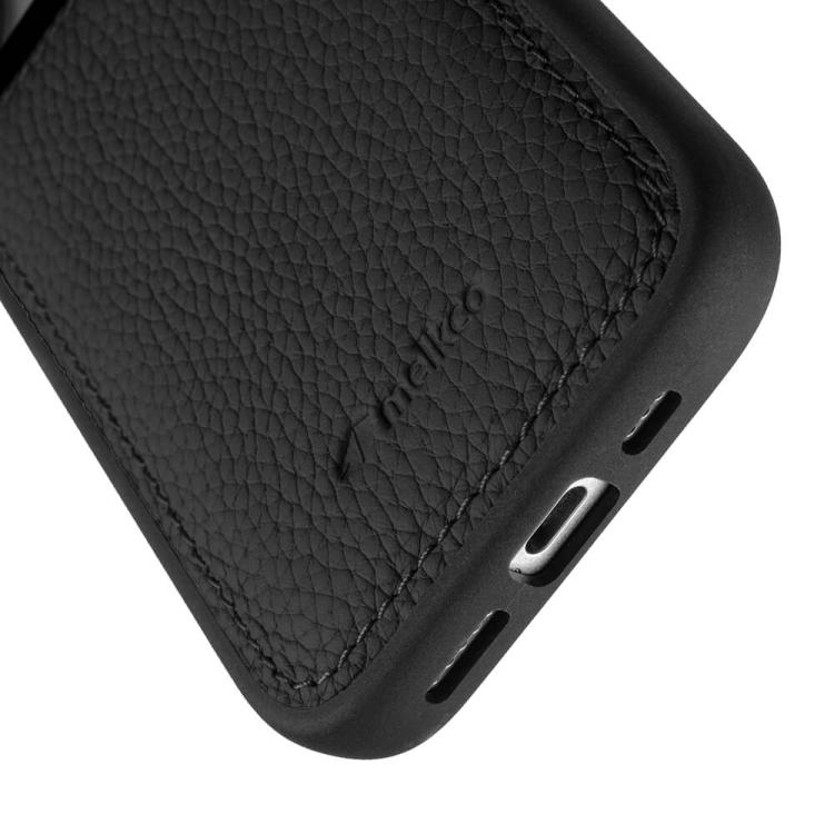 For iPhone 16 melkco Litchi Texture Full Coverage Genuine Leather Hybrid PC Phone Case