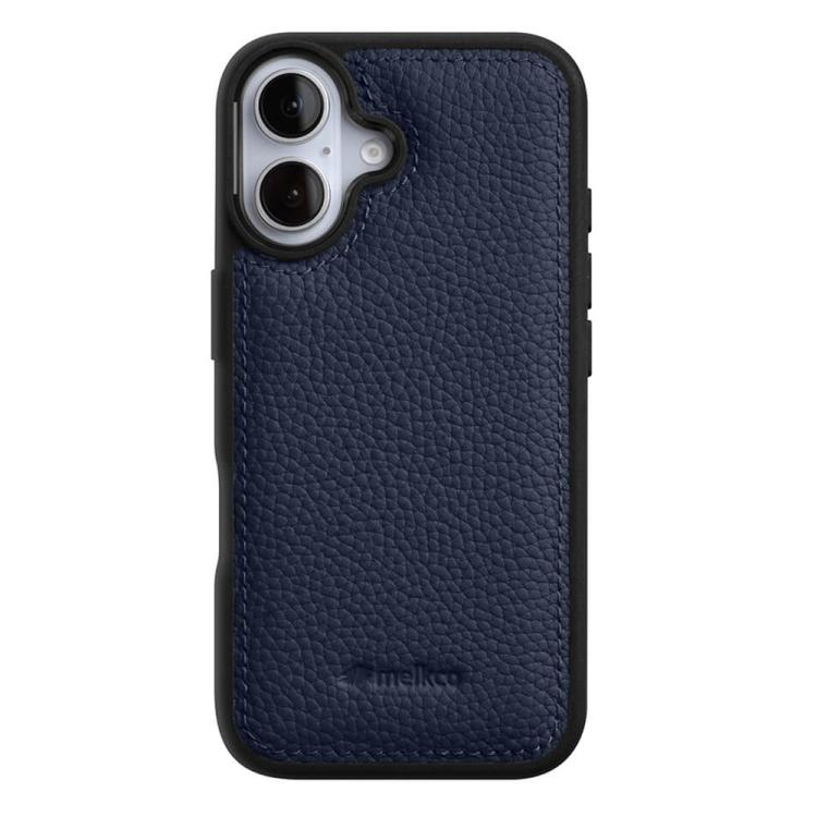 For iPhone 16 melkco Litchi Texture Full Coverage Genuine Leather Hybrid PC Phone Case