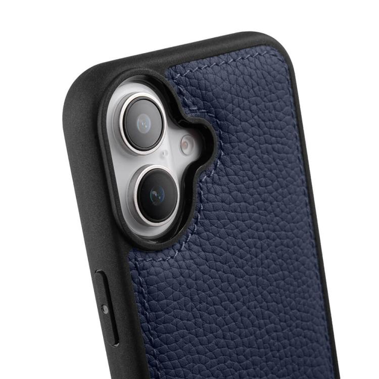 For iPhone 16 melkco Litchi Texture Full Coverage Genuine Leather Hybrid PC Phone Case
