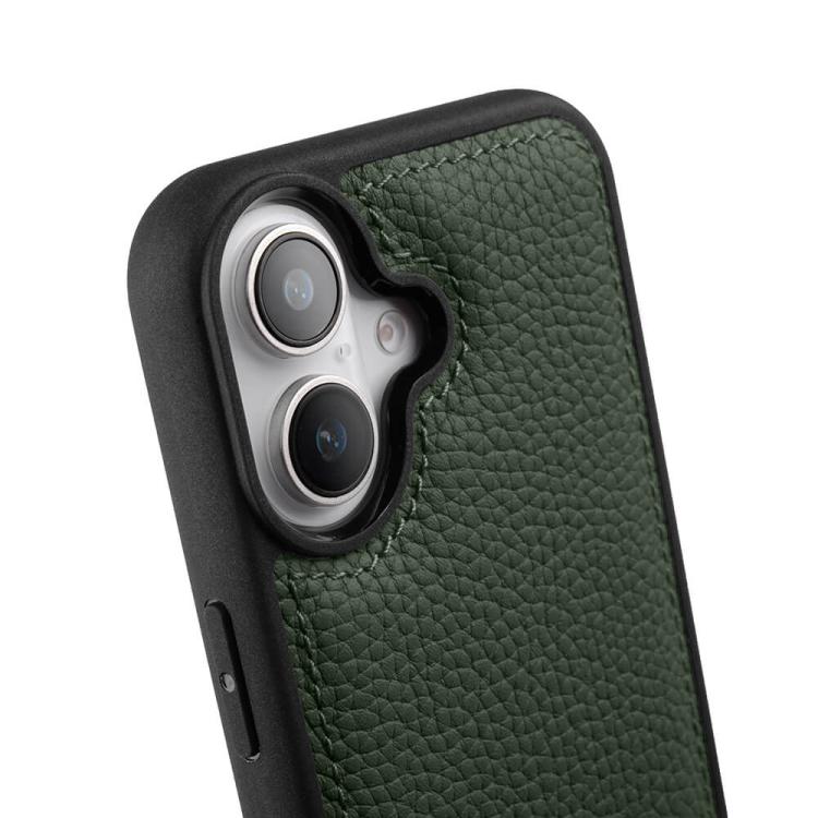 For iPhone 16 melkco Litchi Texture Full Coverage Genuine Leather Hybrid PC Phone Case