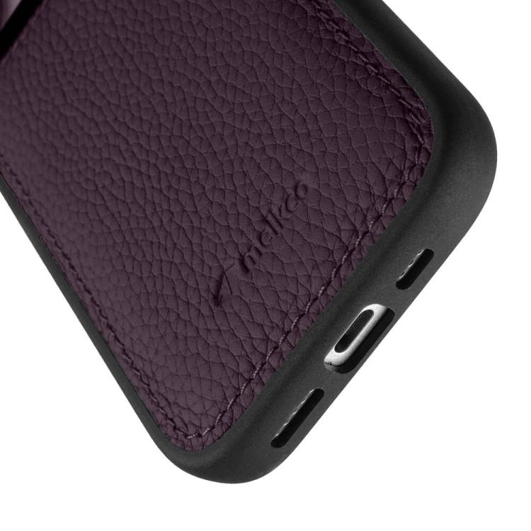 For iPhone 16 melkco Litchi Texture Full Coverage Genuine Leather Hybrid PC Phone Case