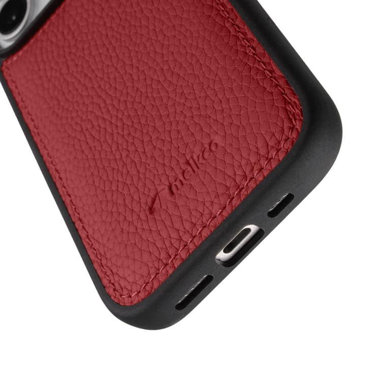 For iPhone 16 melkco Litchi Texture Full Coverage Genuine Leather Hybrid PC Phone Case