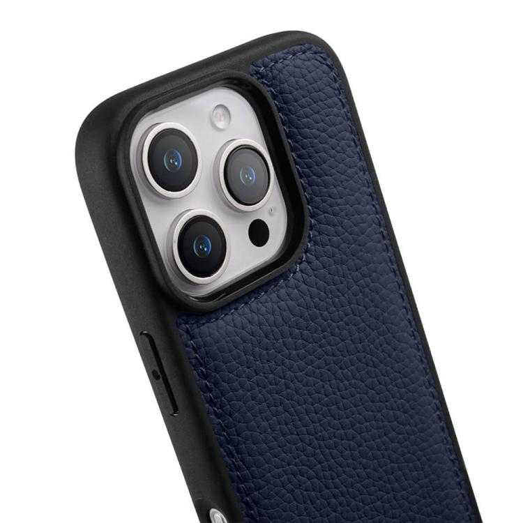 For iPhone 16 Pro melkco Litchi Texture Full Coverage Genuine Leather Hybrid PC Phone Case