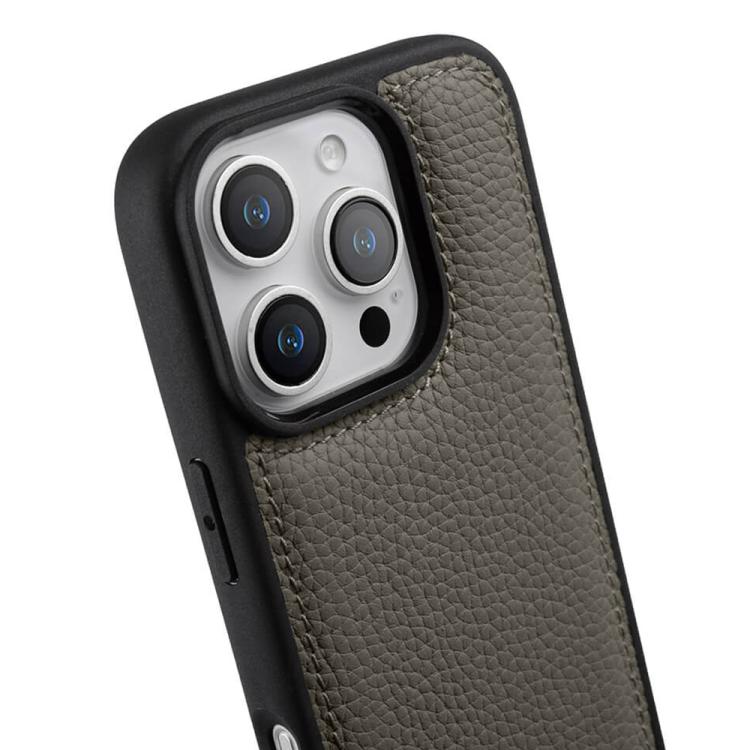 For iPhone 16 Pro melkco Litchi Texture Full Coverage Genuine Leather Hybrid PC Phone Case