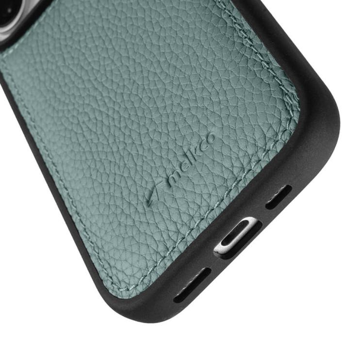 For iPhone 16 Pro melkco Litchi Texture Full Coverage Genuine Leather Hybrid PC Phone Case