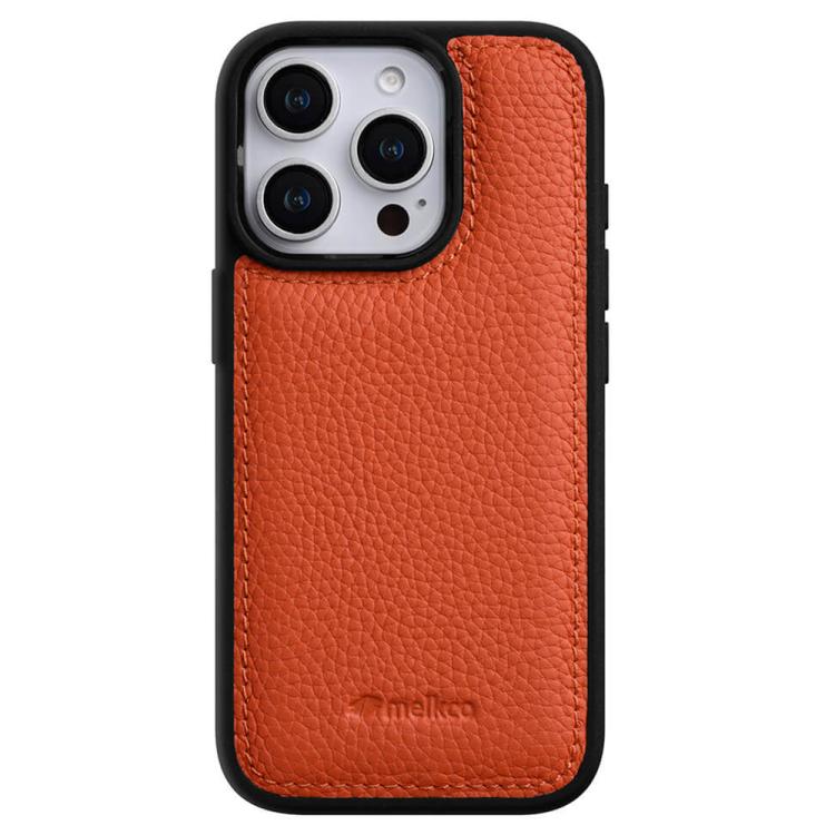 For iPhone 16 Pro melkco Litchi Texture Full Coverage Genuine Leather Hybrid PC Phone Case