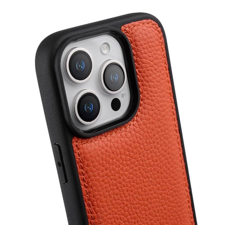 For iPhone 16 Pro melkco Litchi Texture Full Coverage Genuine Leather Hybrid PC Phone Case