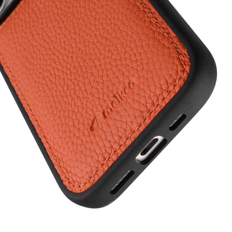 For iPhone 16 Pro melkco Litchi Texture Full Coverage Genuine Leather Hybrid PC Phone Case