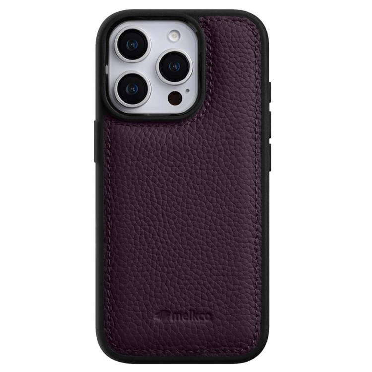 For iPhone 16 Pro melkco Litchi Texture Full Coverage Genuine Leather Hybrid PC Phone Case