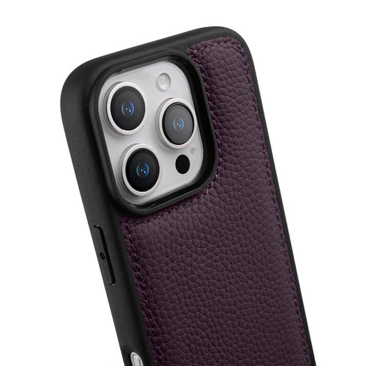 For iPhone 16 Pro melkco Litchi Texture Full Coverage Genuine Leather Hybrid PC Phone Case