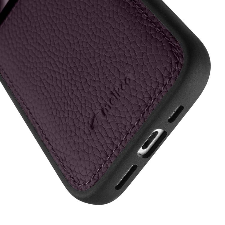 For iPhone 16 Pro melkco Litchi Texture Full Coverage Genuine Leather Hybrid PC Phone Case