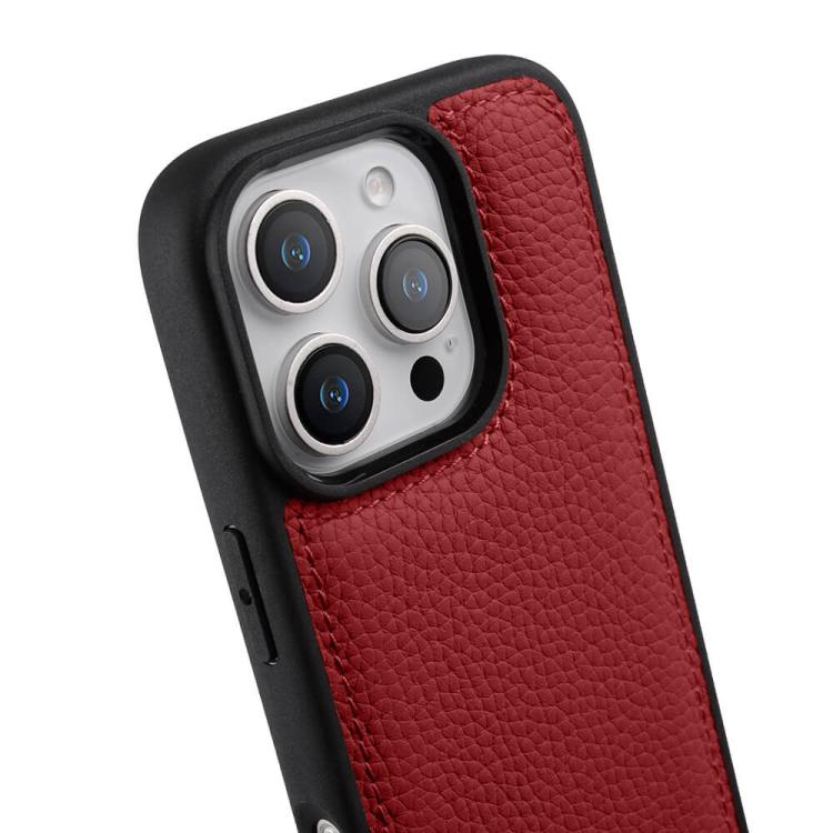 For iPhone 16 Pro melkco Litchi Texture Full Coverage Genuine Leather Hybrid PC Phone Case