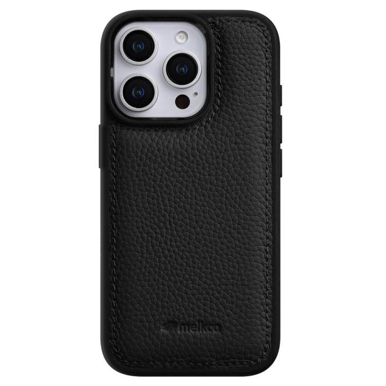 For iPhone 16 Pro Max melkco Litchi Texture Full Coverage Genuine Leather Hybrid PC Phone Case