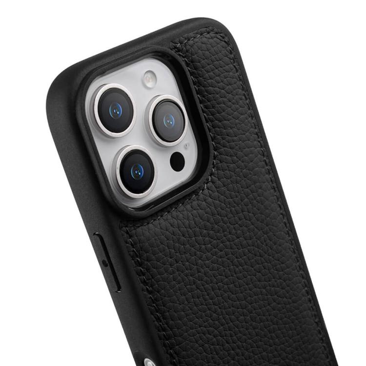 For iPhone 16 Pro Max melkco Litchi Texture Full Coverage Genuine Leather Hybrid PC Phone Case