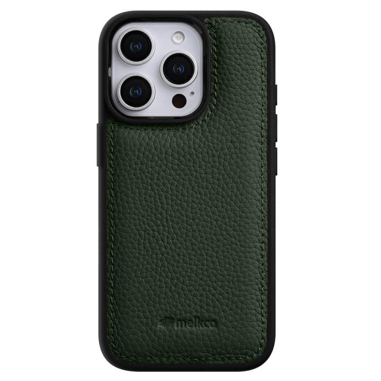 For iPhone 16 Pro Max melkco Litchi Texture Full Coverage Genuine Leather Hybrid PC Phone Case