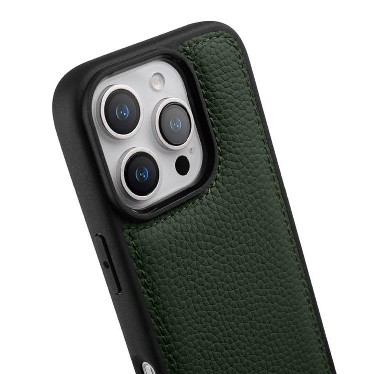 For iPhone 16 Pro Max melkco Litchi Texture Full Coverage Genuine Leather Hybrid PC Phone Case