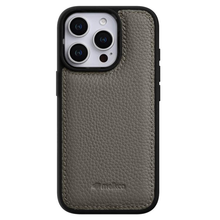 For iPhone 16 Pro Max melkco Litchi Texture Full Coverage Genuine Leather Hybrid PC Phone Case