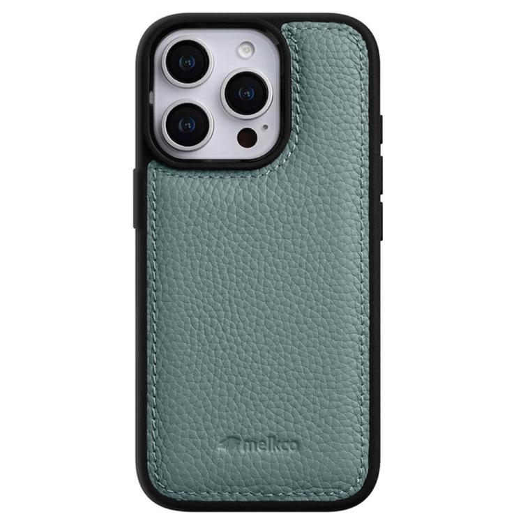 For iPhone 16 Pro Max melkco Litchi Texture Full Coverage Genuine Leather Hybrid PC Phone Case