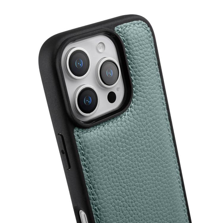 For iPhone 16 Pro Max melkco Litchi Texture Full Coverage Genuine Leather Hybrid PC Phone Case