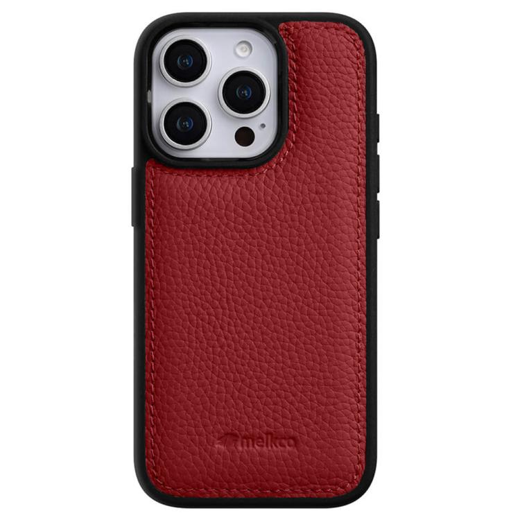 For iPhone 16 Pro Max melkco Litchi Texture Full Coverage Genuine Leather Hybrid PC Phone Case