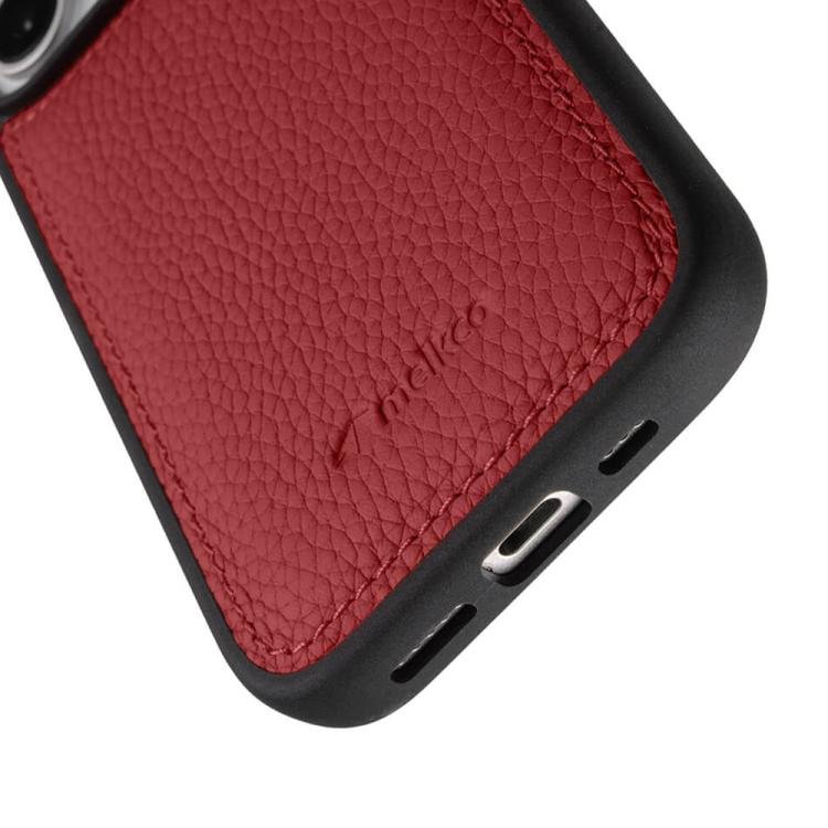 For iPhone 16 Pro Max melkco Litchi Texture Full Coverage Genuine Leather Hybrid PC Phone Case