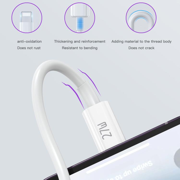 TOTU GTZB01-PD Series 27W Type-C to 8 Pin Data Cable Set, Length: 0.5m + 1m + 2m - White