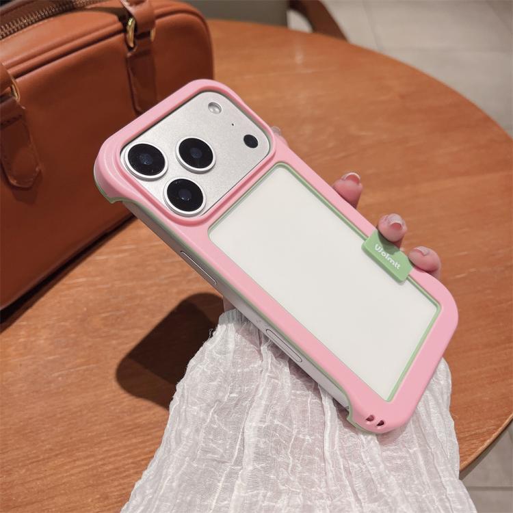 For iPhone 17 Pro Wolmtt Dual-color Candy Hollow Cooling Framed Phone Case