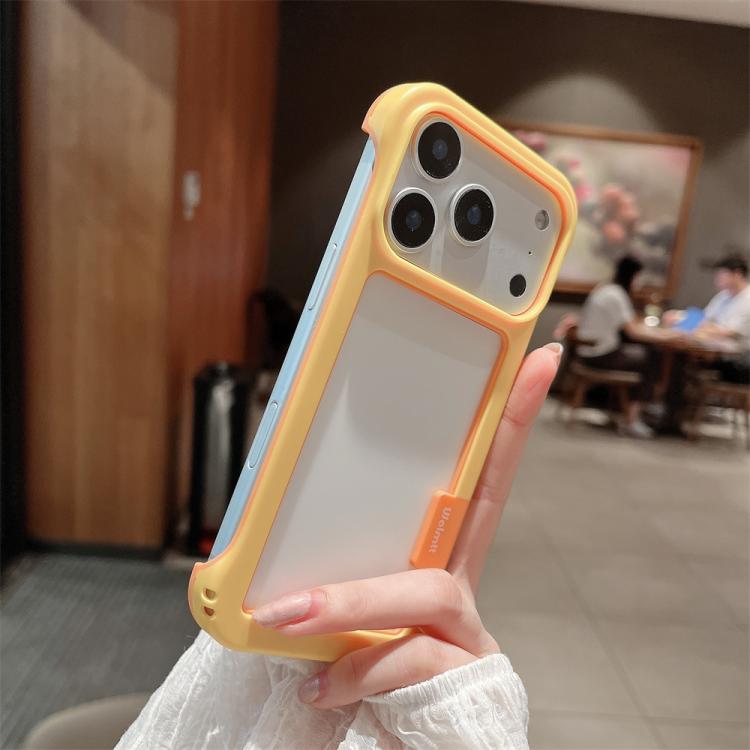 For iPhone 17 Pro Wolmtt Dual-color Candy Hollow Cooling Framed Phone Case