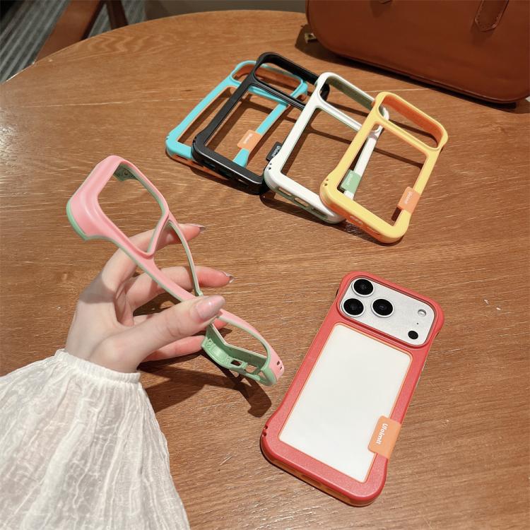 For iPhone 17 Pro Wolmtt Dual-color Candy Hollow Cooling Framed Phone Case
