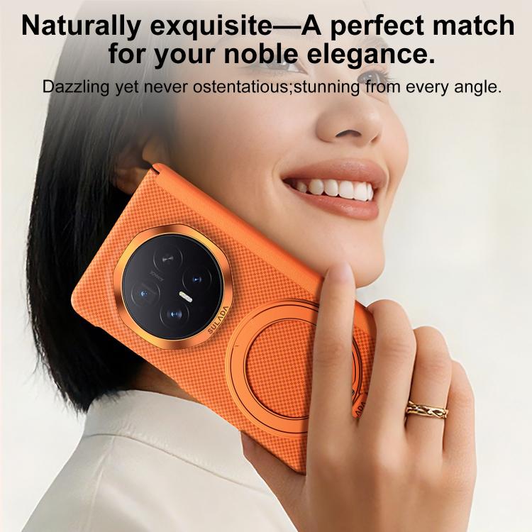 For Honor Magic V6 SULADA Kevlar Grid Patterned Skin Feel Rotation Magnetic Holder Phone Case